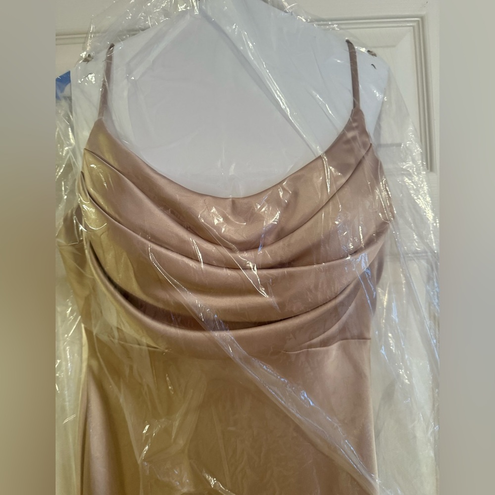 Revelry Blush Satin Gown - Picture 2 of 5